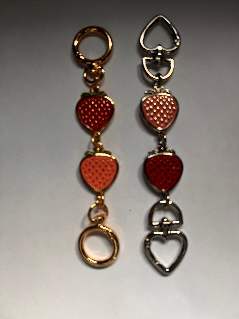 Chain Strap Extender Bag chains Silver Strawberry Bag Charm Pink & Red
